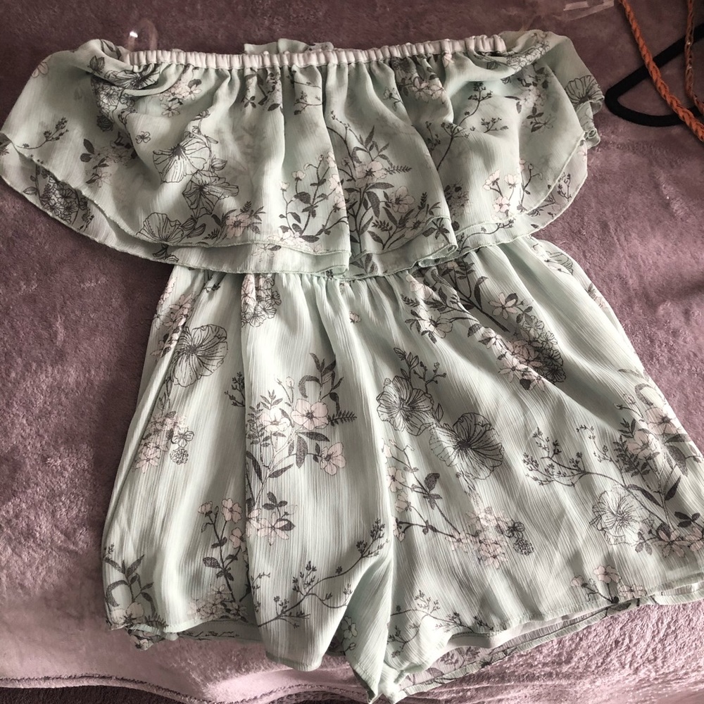 Green floral romper